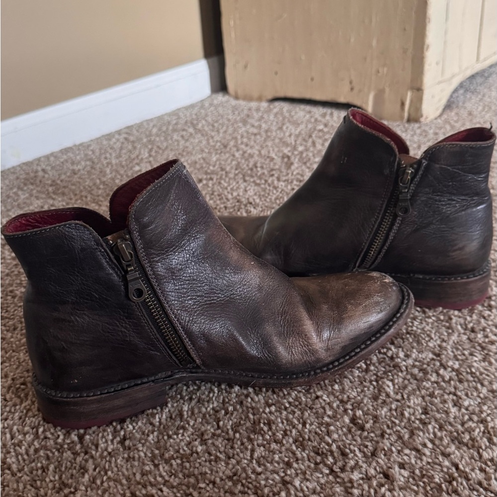 BED|STU Black and Red Ankle Boots with Distressed Leather - Picture 6 of 7